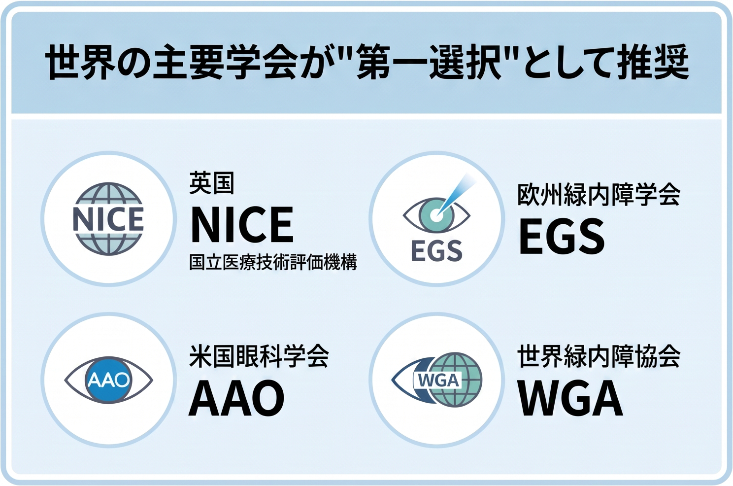 前橋みなみモール眼科 世界の主要学会が"第一選択"として推奨